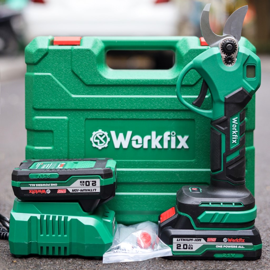 Kéo cắt cành pin Workfix WF-CP30BL (Lưỡi thép SK5) - Có màn hình LED - image 1