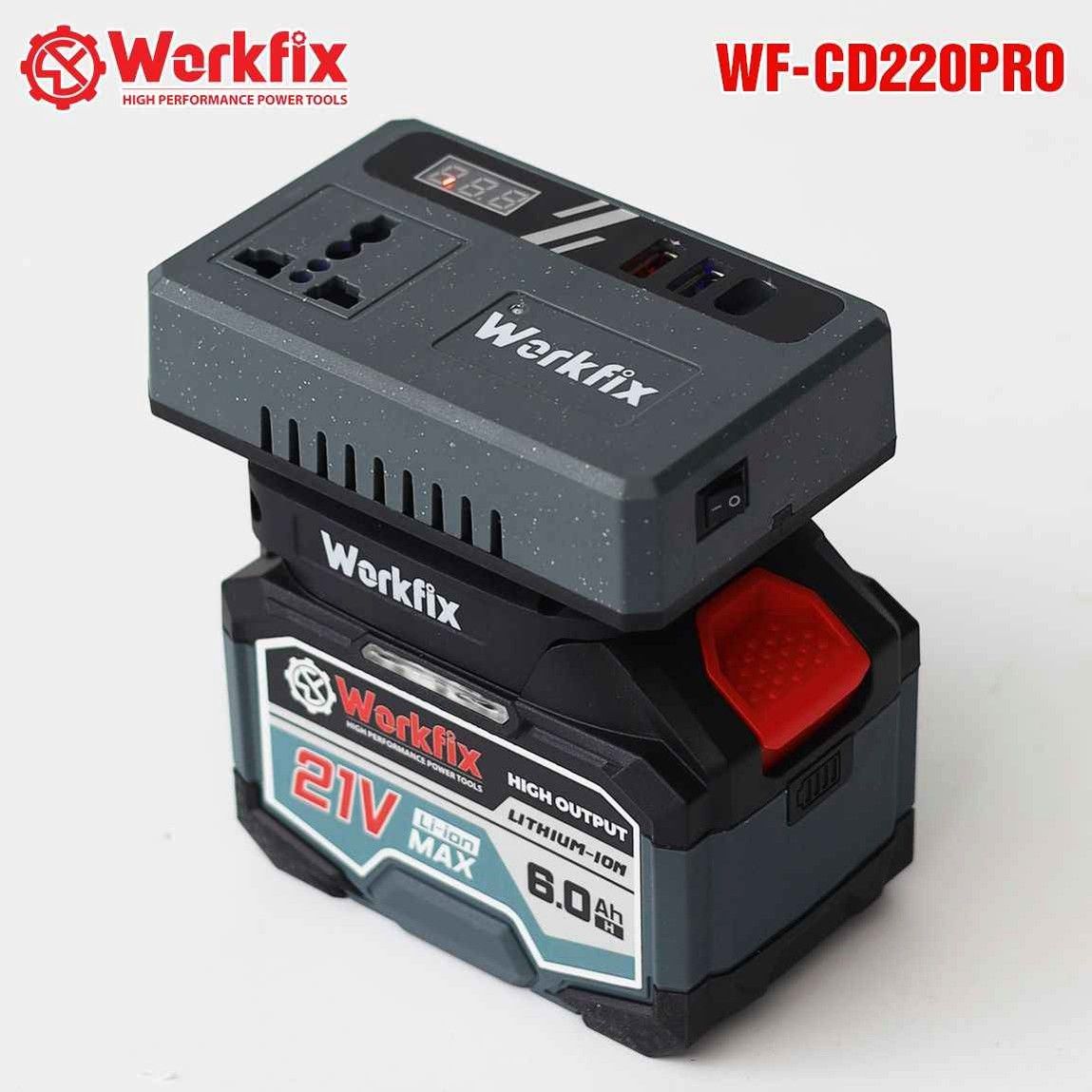 Bộ chuyển đổi biến tần thông minh Workfit WF-CD220PRO, 12/21/24V sang điện xoay chiều 