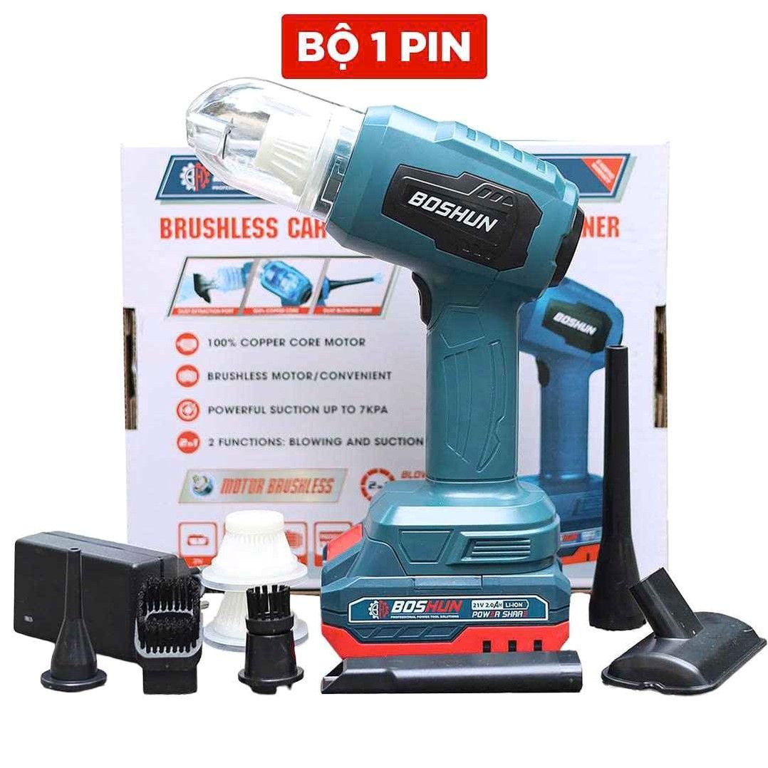 Máy thổi bụi Boshun BS-VC07L nhỏ gọn, lực hút 7000pa, hút bụi ô tô, bàn làm việc ga gường