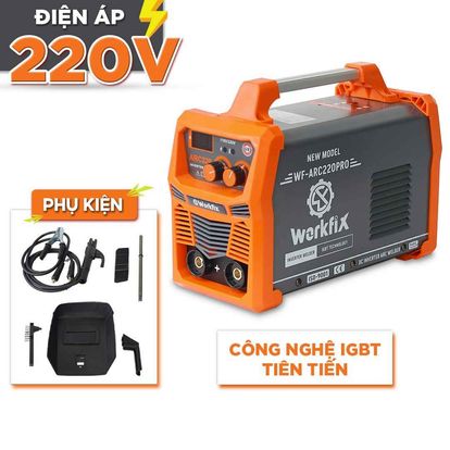 Máy hàn điện tử Workfix WF-ARC220PRO, công nghệ INVERTER IGBT , hàn que từ 1,6 – 4mm, bảo hành 12 tháng