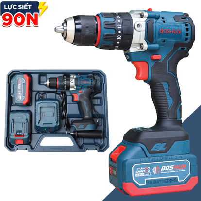 Máy khoan pin 3 chức năng Boshun BS-ID1390BL tặng bộ phụ kiện 29 món