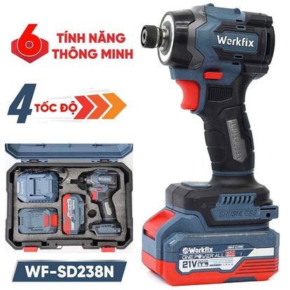 Máy chuyên vít Workfix WF-SD238N, 4 cấp chỉnh tốc, đầu gài 1/4 ngậm vít nhanh, đèn led siêu sáng