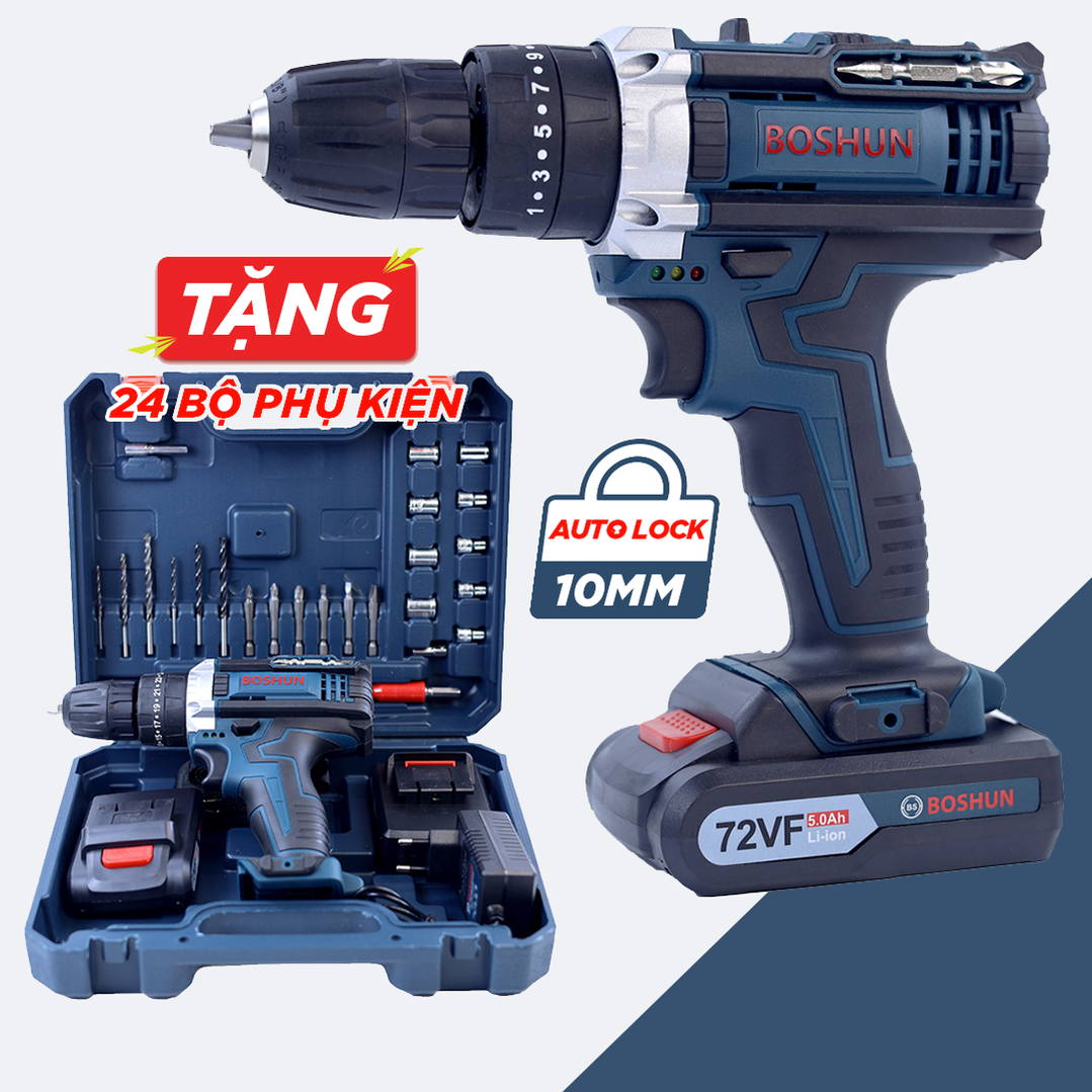 Máy khoan pin 3 chức năng Boshun 72V BS-7210MB